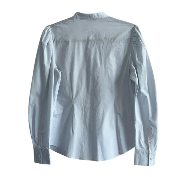 Ann Taylor Light Blue Banded Collar Puff Sleeves Button Blouse Size 4 NWT - Picture 3 of 8